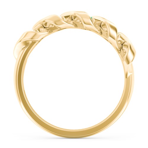 Spiral Baguette Ring – 10K Yellow Gold with Diamond, Emerald, and Peridot