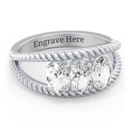 Oval Birthstone Ring with Twisted Rope Band