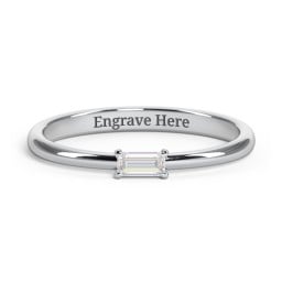 Engravable Baguette Ring with East-West Setting