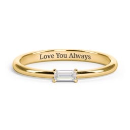 Engravable Baguette Ring with East-West Setting