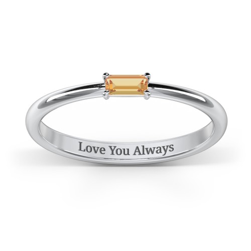 Engravable Baguette Ring with East-West Setting