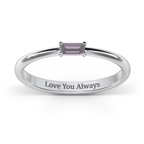 Engravable Baguette Ring with East-West Setting