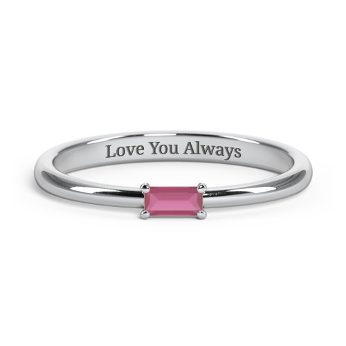 Engravable Baguette Ring with East-West Setting
