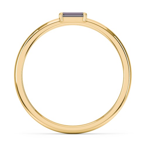 Engravable Baguette Ring with East-West Setting – 18K Gold Plated Silver with Alexandrite