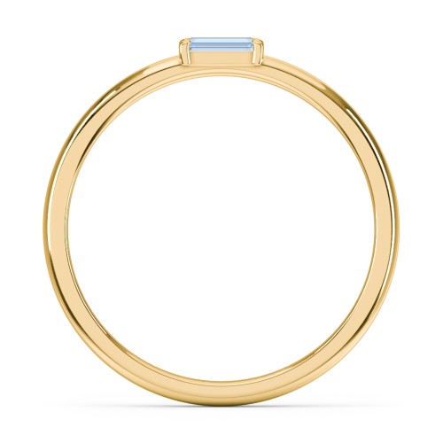 Engravable Baguette Ring with East-West Setting – 18K Gold Plated Silver with Blue Topaz