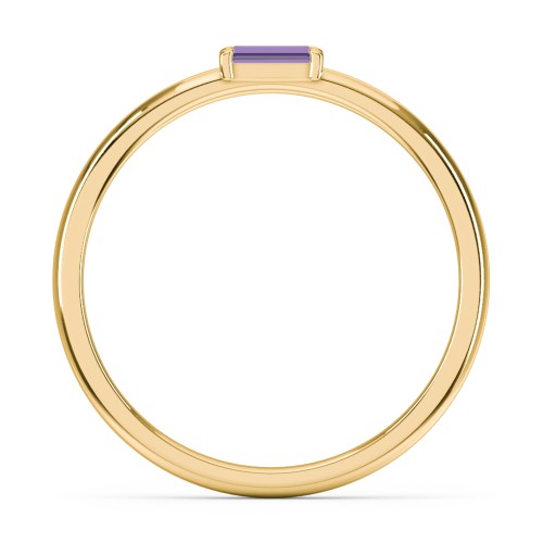 Engravable Baguette Ring with East-West Setting – 10K Yellow Gold with Amethyst