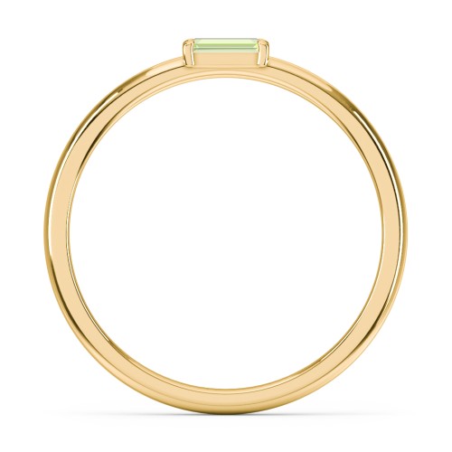 Engravable Baguette Ring with East-West Setting – 10K Yellow Gold with Peridot