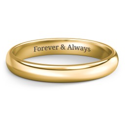 Classic Half Round Wedding Band - 3mm Width in 10K Solid Yellow Gold