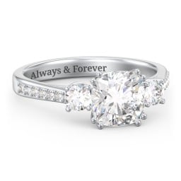3 Stone Cushion Cut Duchess Ring with Accents