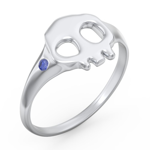 Women's Skull Signet Ring with Accent Stone