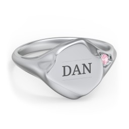 Women's Abstract Signet Ring with Accent Stone