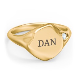 Women's Abstract Signet Ring with Accent Stone