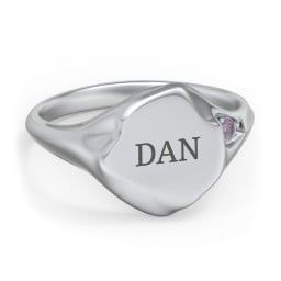 Women's Abstract Signet Ring with Accent Stone