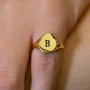 Women's Abstract Signet Ring with Accent Stone