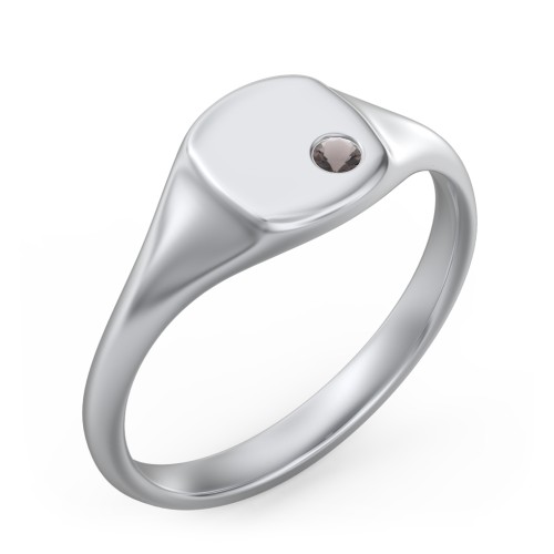 Women's Small Square Signet Ring with Accent Stone