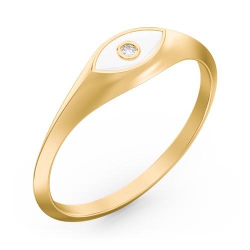Women's Evil Eye Signet Ring with Accent Stone