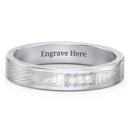Celtic Trinity Knot Wedding Band with Accents