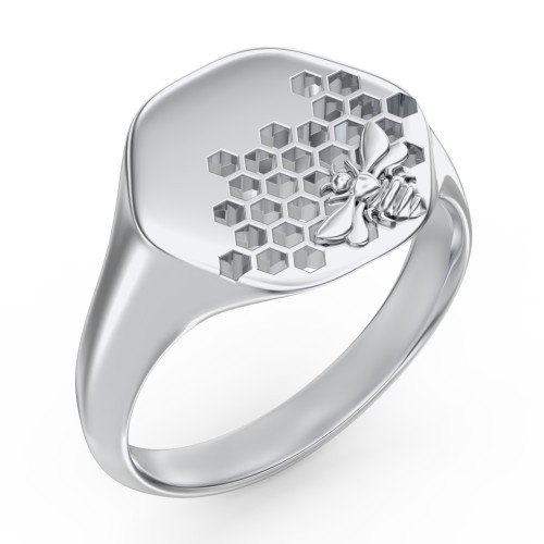 Women’s Bee Signet Ring – Sterling Silver