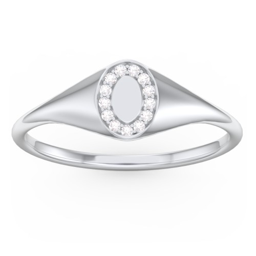 Women’s Oval Signet Ring with Accent Stones