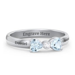 Birthstone Bow Ring with Bezeled Accent