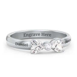 Birthstone Bow Ring with Bezeled Accent