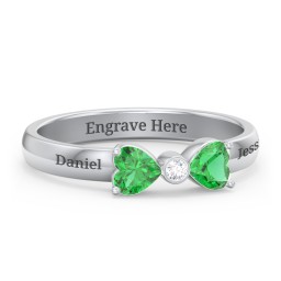 Birthstone Bow Ring with Bezeled Accent