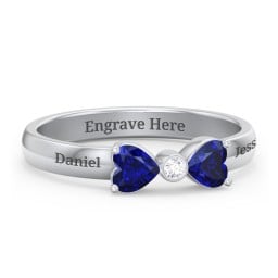 Birthstone Bow Ring with Bezeled Accent