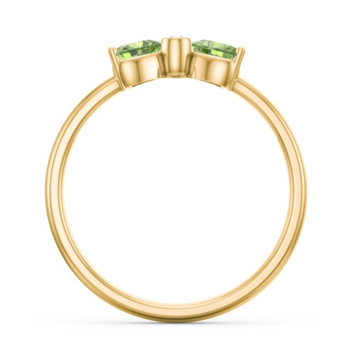 Birthstone Bow Ring with Bezeled Accent – 18K Gold Plated Silver with Peridot and White Premium Zirconia