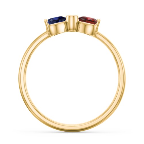Birthstone Bow Ring with Bezeled Accent – 18K Gold Plated Silver with Blue Sapphire, Garnet, and White Premium Zirconia