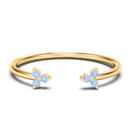 Open Cuff Ring with Accents in 18K Gold Plated Silver with Fancy Blue Premium Zirconia