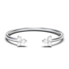 Open Cuff Ring with Accents – 10K White Gold with White Premium Zirconia