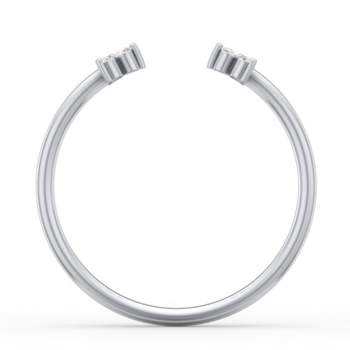Open Cuff Ring with Accents – 10K White Gold with White Premium Zirconia