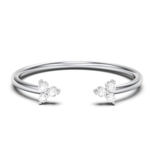 Open Cuff Ring with Accents – 10K White Gold with White Premium Zirconia