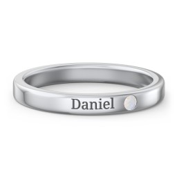 Stackable Birthstone Ring with Engraving