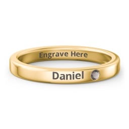 Stackable Birthstone Ring with Engraving