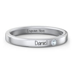 Stackable Birthstone Ring with Engraving