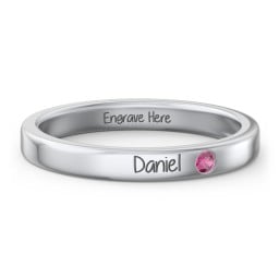 Stackable Birthstone Ring with Engraving