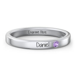 Stackable Birthstone Ring with Engraving