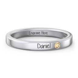 Stackable Birthstone Ring with Engraving