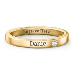 Stackable Birthstone Ring with Engraving