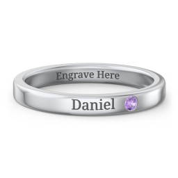 Stackable Birthstone Ring with Engraving