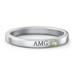 Stackable Birthstone Ring with Engraving