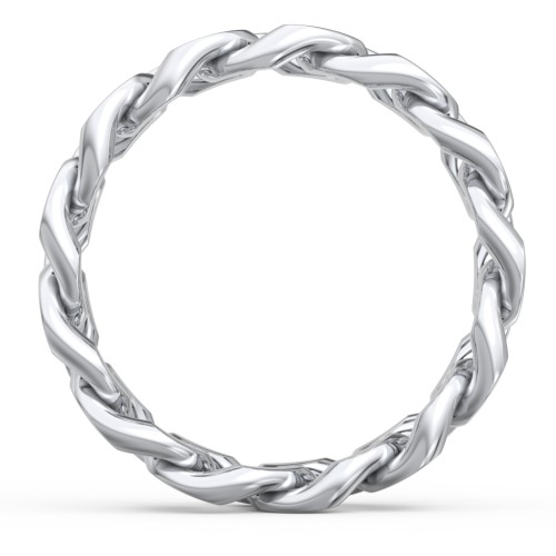 Wide Curb Link Chain Ring – 10K White Gold
