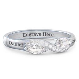 Infinity Marquise Ring with Accents in 925 Sterling Silver with Cubic Zirconia and White Premium Zirconia