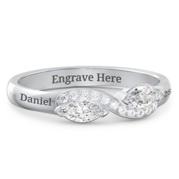 Infinity Marquise Ring with Accents in 925 Sterling Silver with White Sapphire and White Premium Zirconia