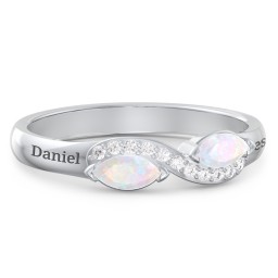 Infinity Marquise Ring with Accents in 925 Sterling Silver with Opal and White Premium Zirconia