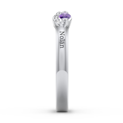 Infinity Marquise Ring with Accents – Sterling Silver with Aquamarine, Amethyst, and White Premium Zirconia