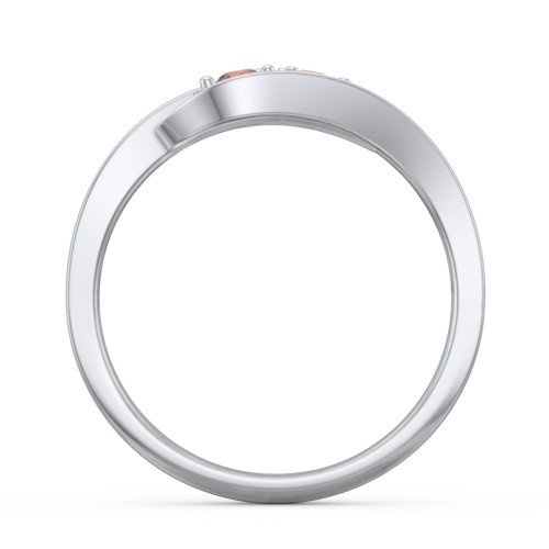 Swirl Double Birthstone Ring – Sterling Silver with Garnet