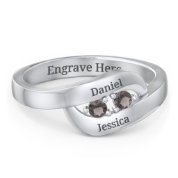 Swirl Double Birthstone Ring in 925 Sterling Silver with Smokey Quartz