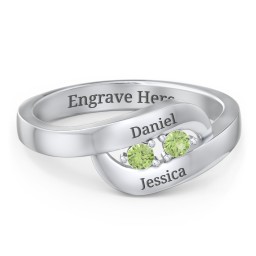 Swirl Double Birthstone Ring in 925 Sterling Silver with Peridot